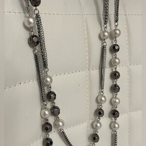 Express Silver and Black Pearl  2 strand  Necklace Excellent condition